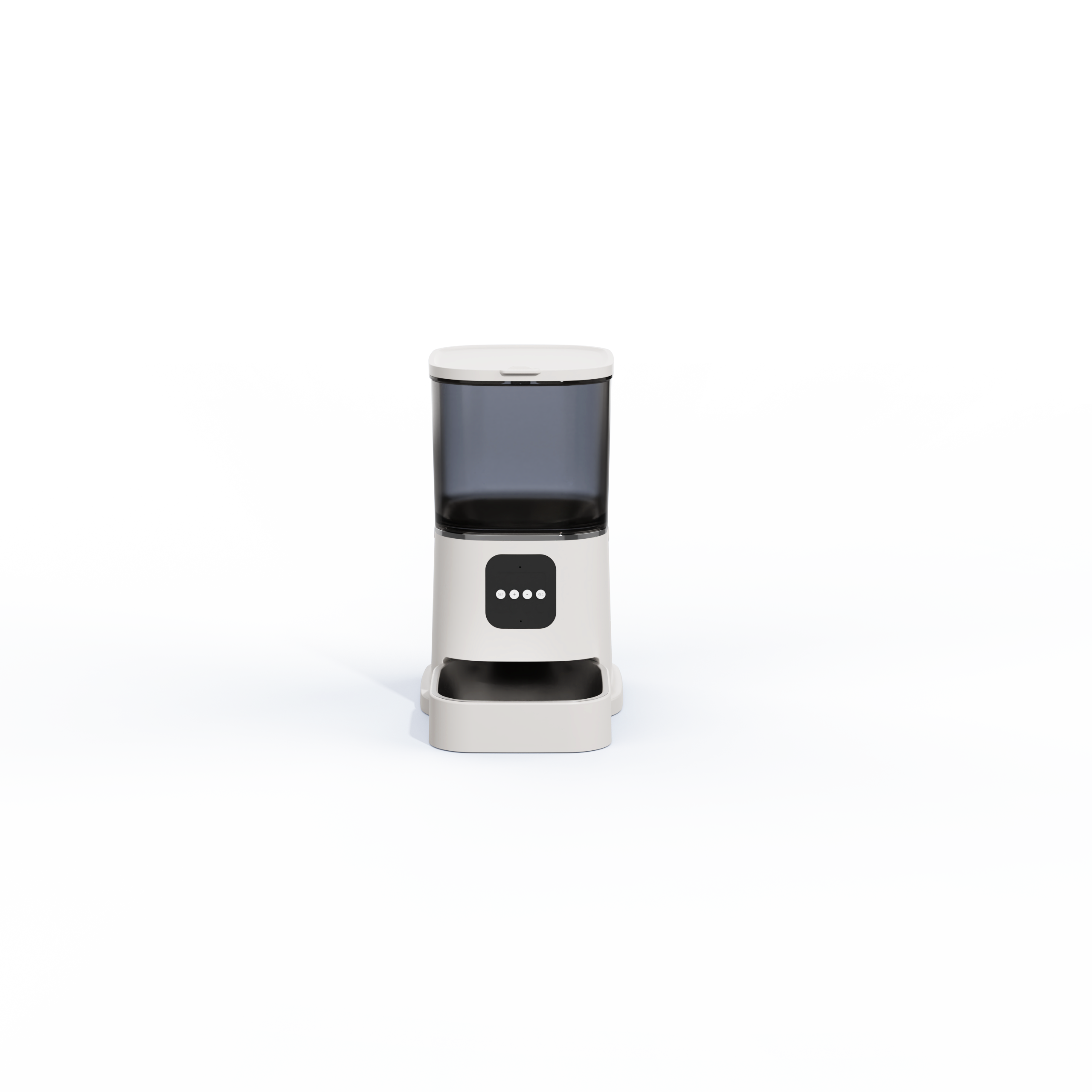 TAILNTAIL P9 smart pet feeder white front view with stainless steel hopper